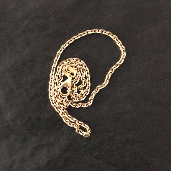 14k SOLID GOLD diamond cut oval chain anklet - Picture 2 of 3